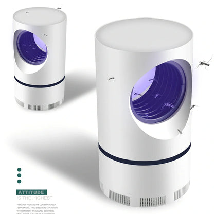 White USB photocatalytic mosquito trap size L 12x21.5cm with 360-degree UV light and detachable net for 51-100 square metre rooms