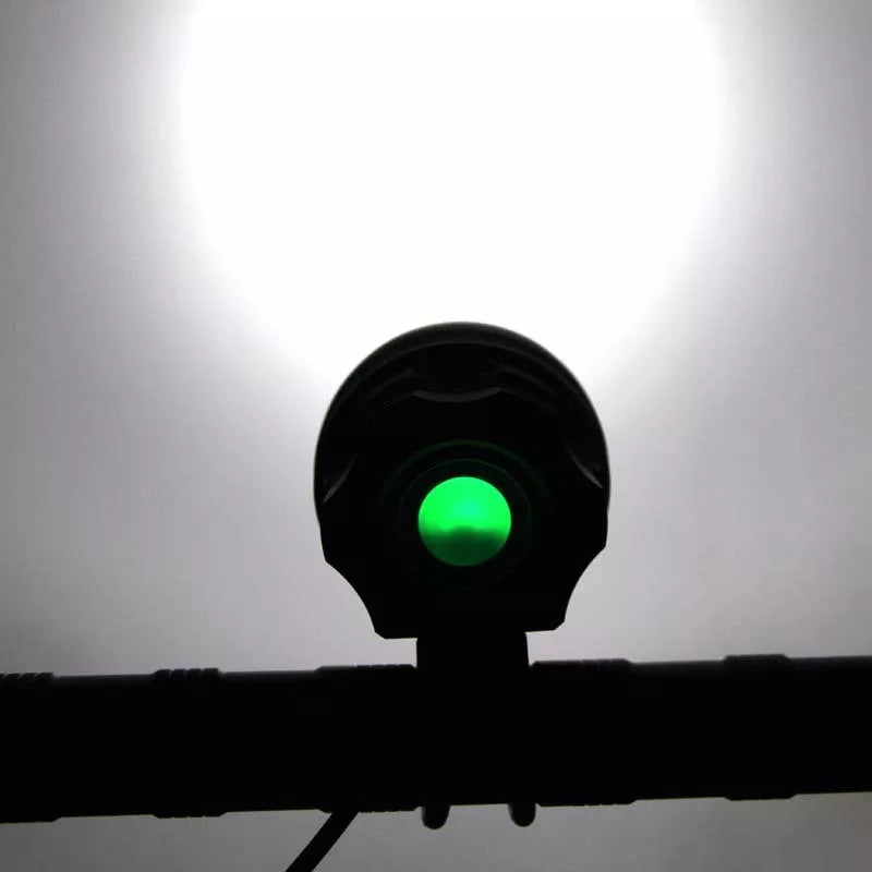 Sixteen Light Bicycle Headlight with 16 T6 lamp beads and 250-meter range in red, blue, or black