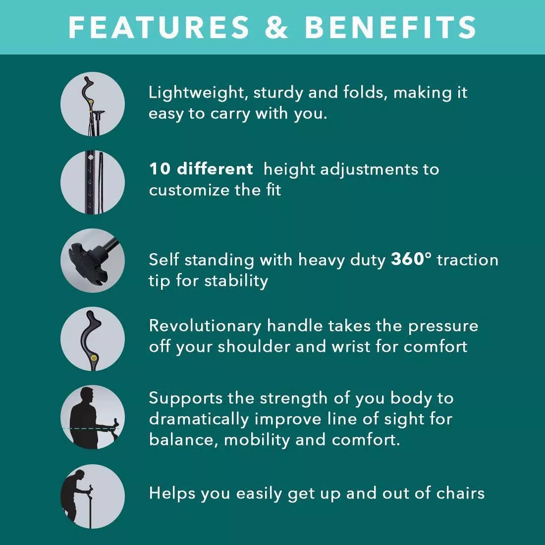 Collapsible Posture Walking Cane with aluminum alloy frame and ergonomic handle