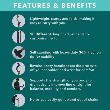 Collapsible Posture Walking Cane with aluminum alloy frame and ergonomic handle