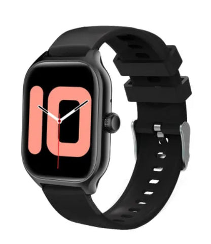 Black Bluetooth smart watch with full touch screen TFT display and silicone strap for heart rate and activity tracking