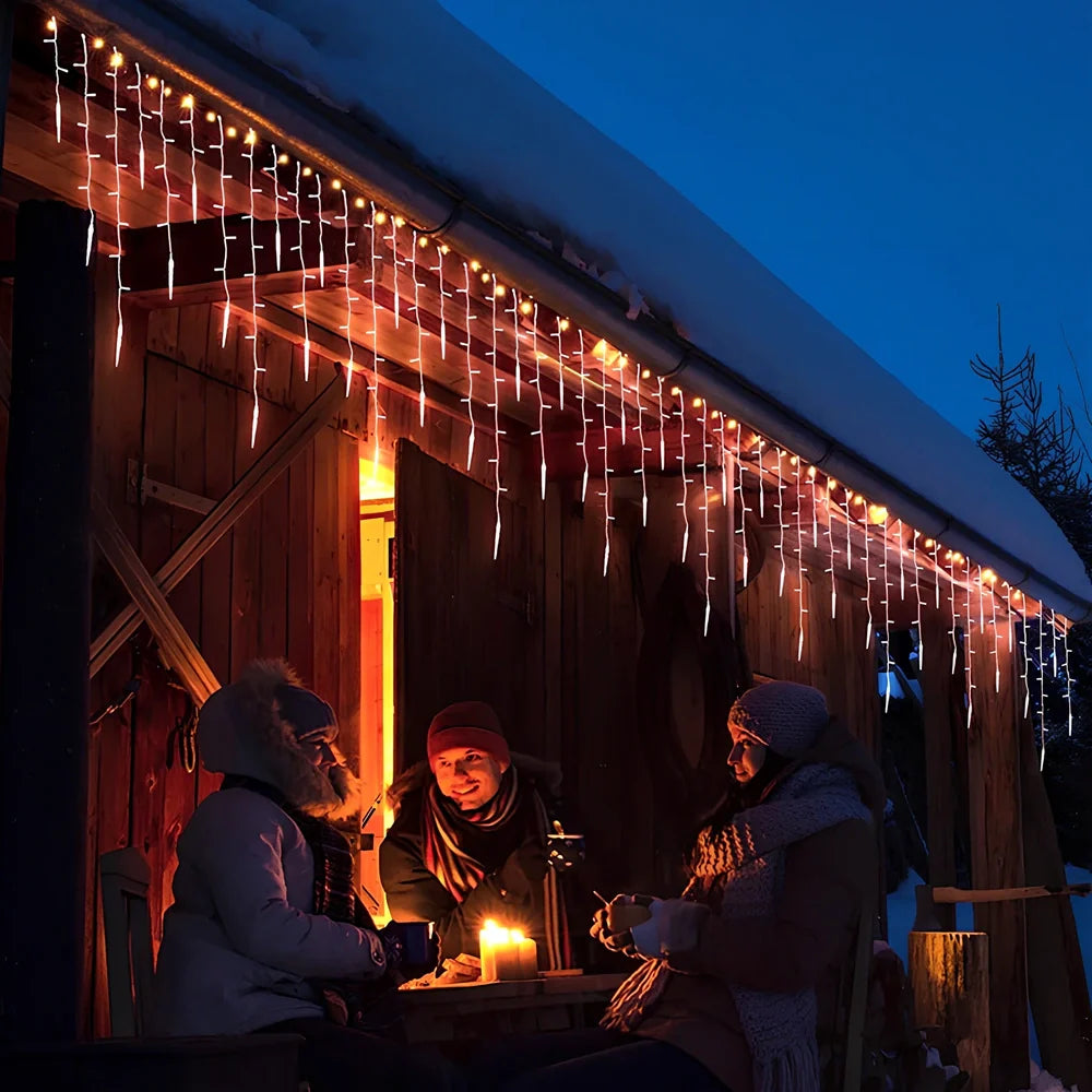 3.5m LED icicle light string with 96 lamps in varying 30cm, 40cm, 50cm lengths and 8 lighting modes