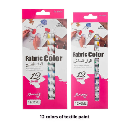 12-colour artist pigment set with tubes for acrylic, oil, watercolour, gouache, glass and textile painting techniques