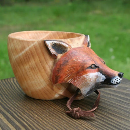Handcrafted Scandinavian Kuksa Wooden Mug with Unique Wood Grain Designs for Outdoor Adventures