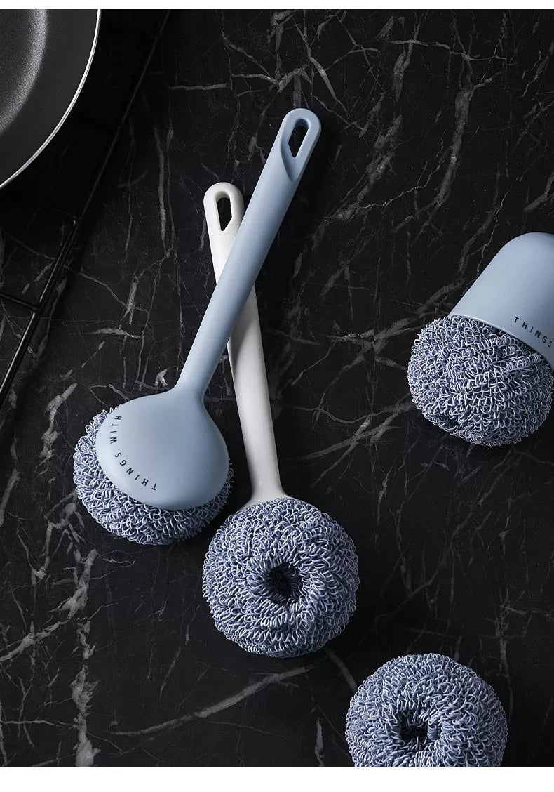 Nano Cleaning Scrubber Set with white and blue handles for kitchen decontamination