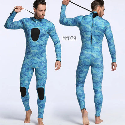 Men's 3MM neoprene diving suit with camouflage pattern for cold water diving