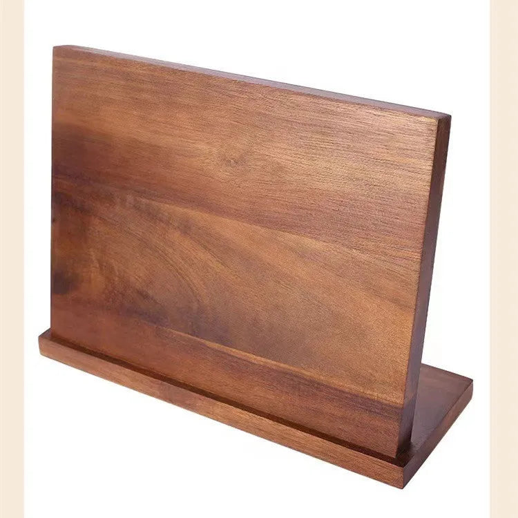 Solid wood magnetic knife holder in natural wood colour, wall mounted kitchen storage rack for knives