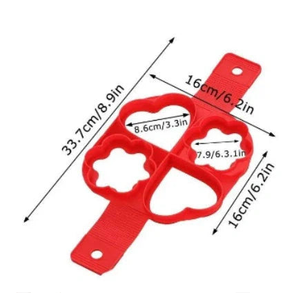 Silicone non-stick egg pancake maker rings in red, perfect for breakfast preparation