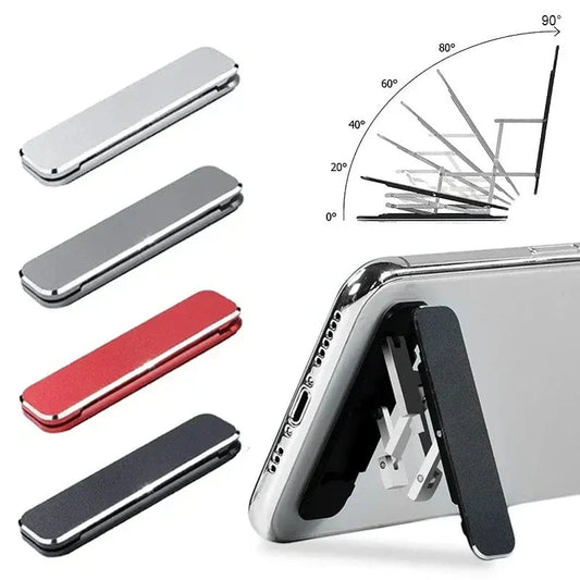 Versatile aluminum alloy folding phone stand with adjustable viewing angle for hands-free mobile productivity