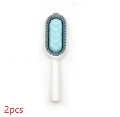 Green plastic pet hair removal comb with disposable wipes for cats and dogs