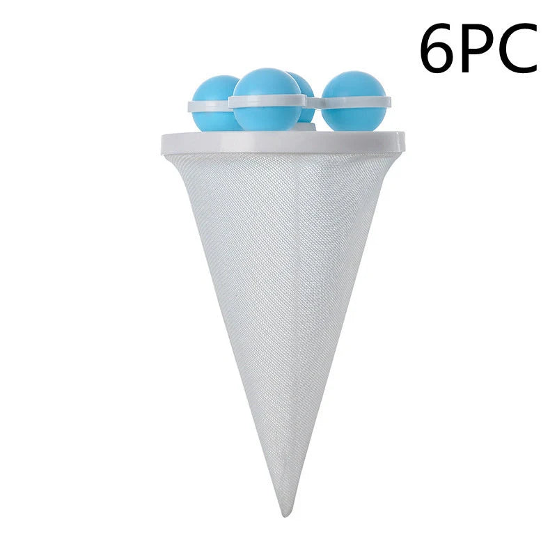 Ultra-fine mesh washing machine lint catcher in purple, blue, and pink