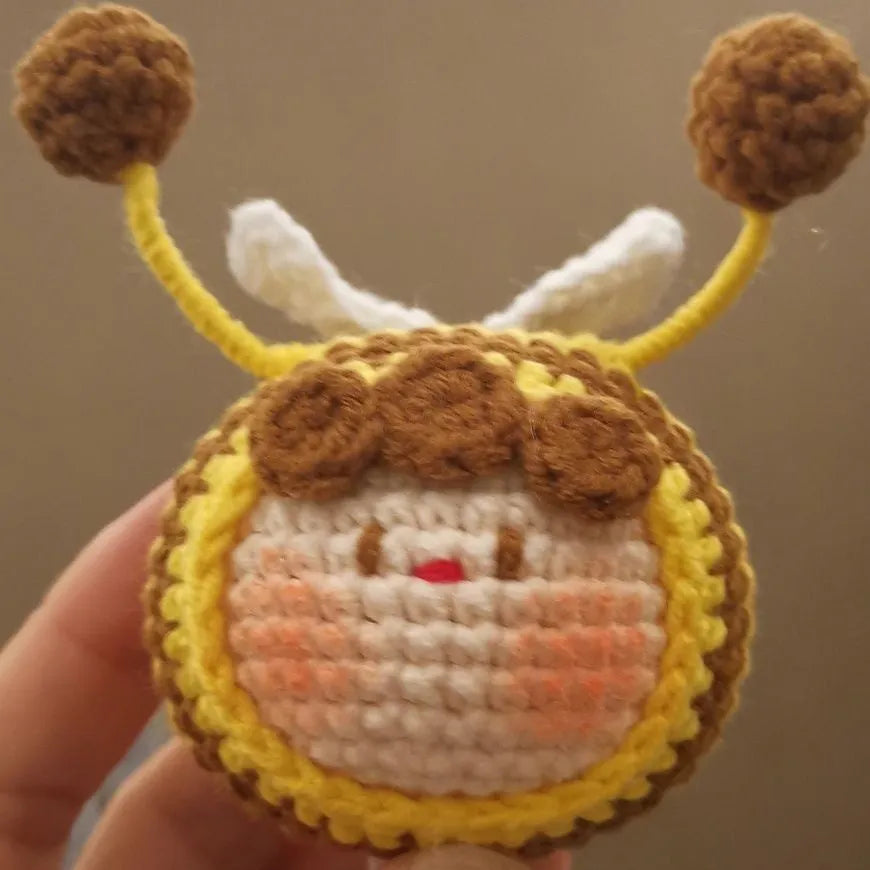 Handmade crocheted bee plush pendant for woolen dolls in soft material