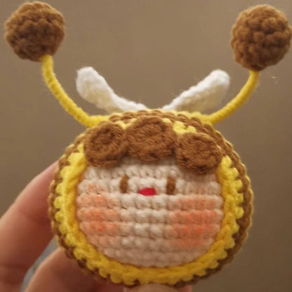 Handmade crocheted bee plush pendant for woolen dolls in soft material
