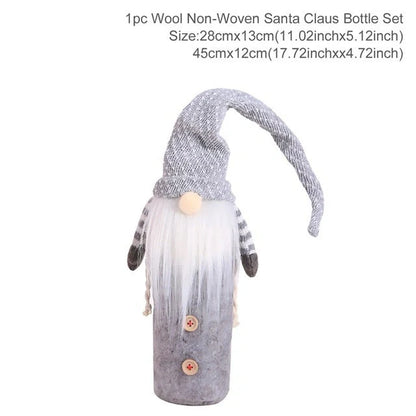 Festive Christmas wine bottle socks in vibrant colors, perfect for holiday decor