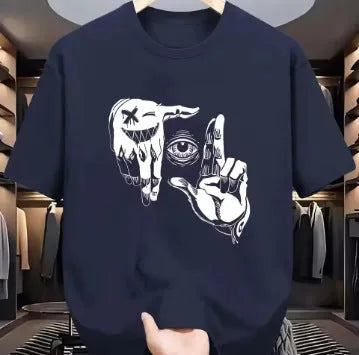 Men's cartoon print t-shirt in polyester bird eye cloth with short sleeves
