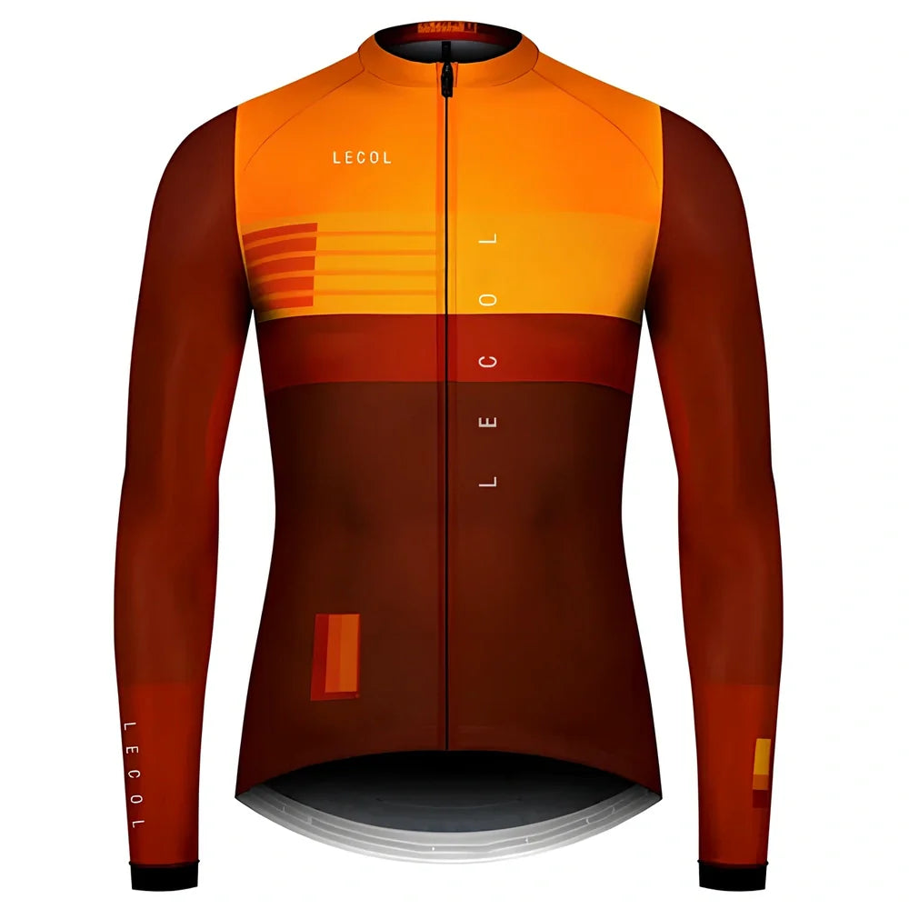 Autumn full sleeve cycling jersey for men with moisture-wicking fabric and ergonomic cycling cut
