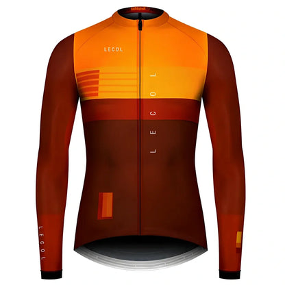 Autumn full sleeve cycling jersey for men with moisture-wicking fabric and ergonomic cycling cut
