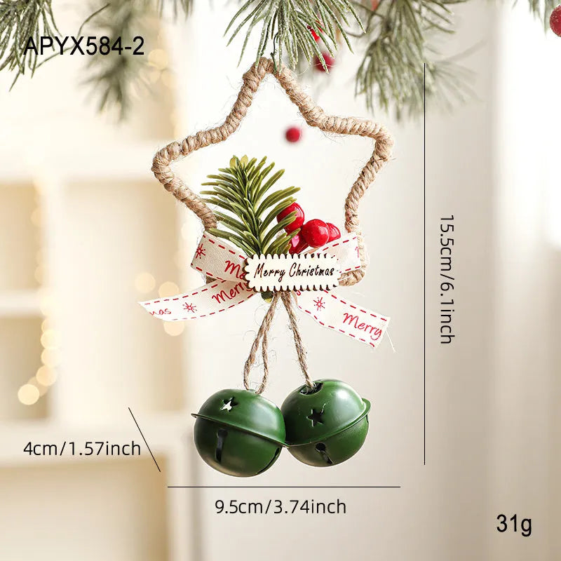 Metal Christmas bell ornament in gold, green, red or silver, single iron hanging decoration