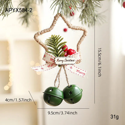 Metal Christmas bell ornament in gold, green, red or silver, single iron hanging decoration