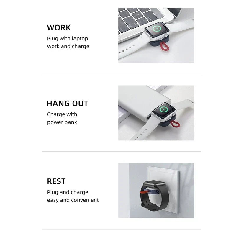 Portable magnetic wireless charger for Apple Watch with fast charging and compact design