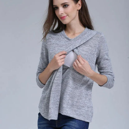 Cotton multifunctional loose maternity clothes in dark grey, blue, light grey, and purple