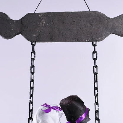 Halloween bride and groom foam door hanging pendant with cloth decoration measuring 30cm