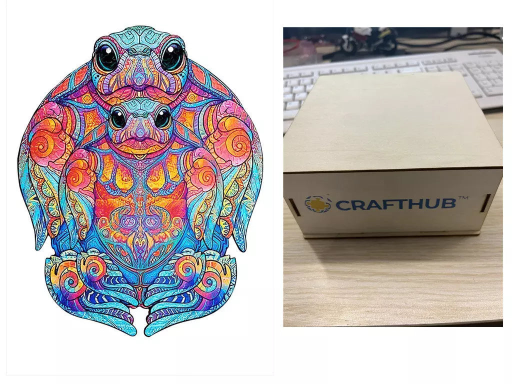 Animal Puzzle Craft Hub A3 Size Wooden Box for puzzle storage and organization