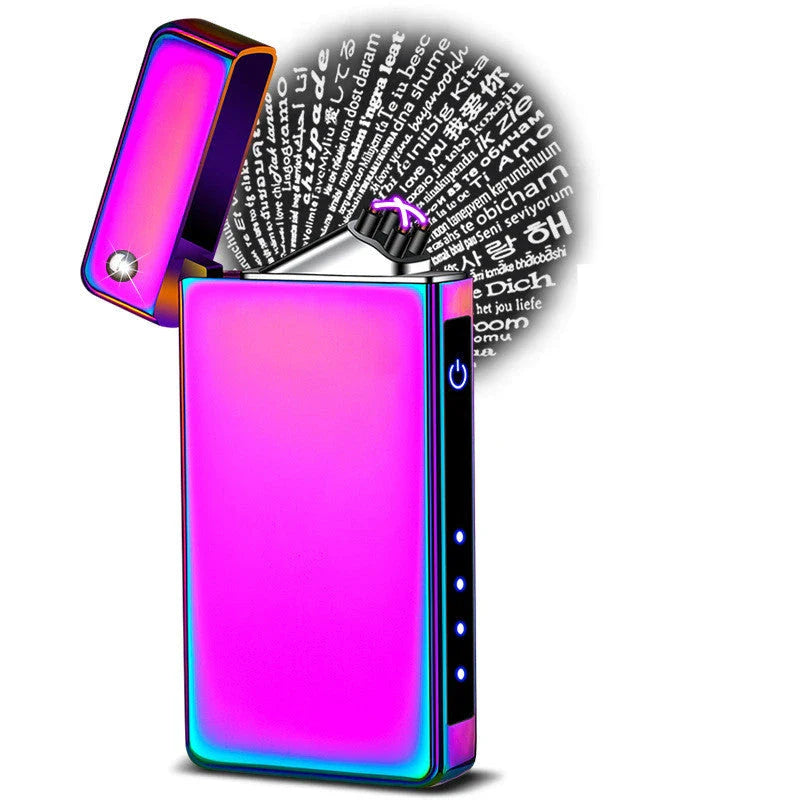 Engraved rechargeable electric lighter with '100 kinds of love' projection feature, available in various ice-inspired color options
