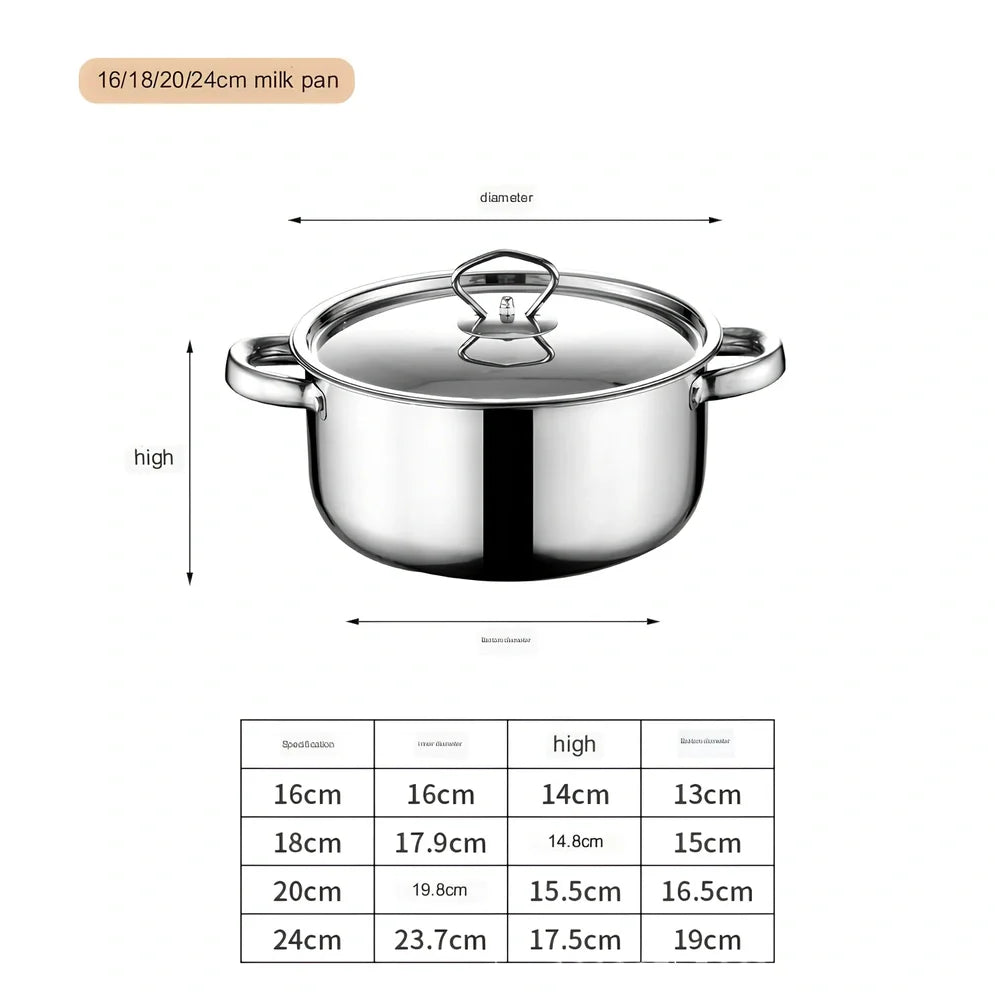 Stainless steel cookware set with 12 pots, glass lids, and utensils in compact 45cm storage package