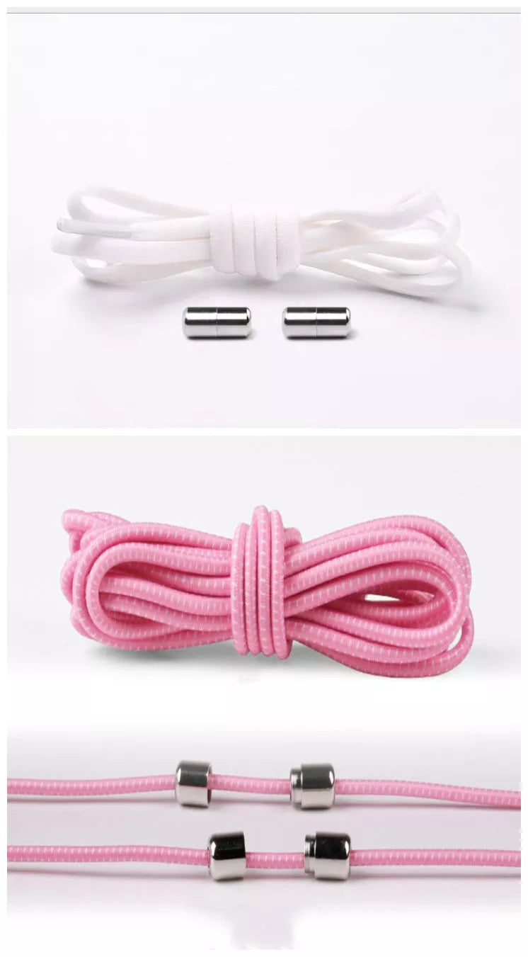 Lazy Laces shoe laces with metal buckles in various colors for a secure fit