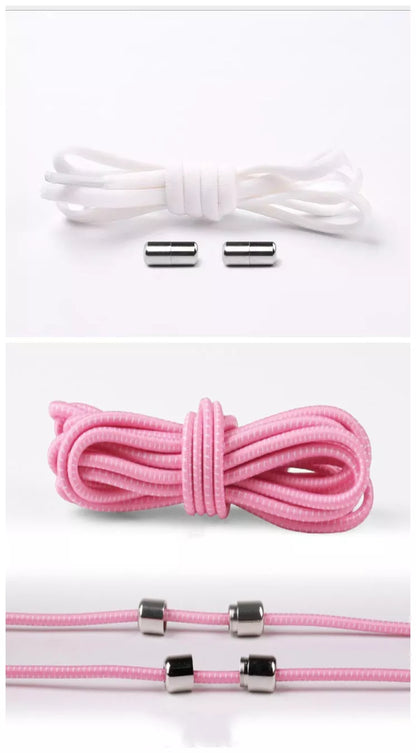 Lazy Laces shoe laces with metal buckles in various colors for a secure fit