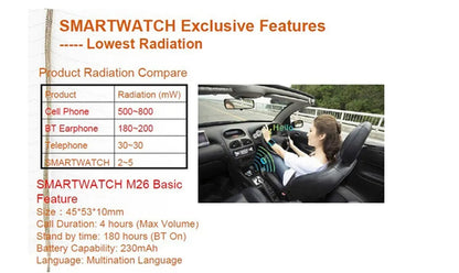 Black Bluetooth sports watch compatible with Apple iPhone and Android phones with waterproof design