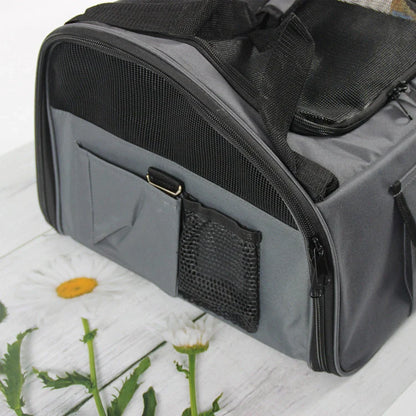 Foldable pet car seat bag in green, almond, and black for small cats and dogs