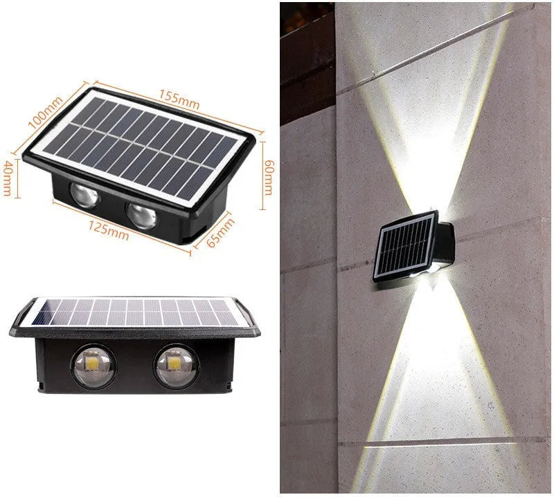 Solar outdoor wall light with 4 LED beads, ABS PC body, white warm yellow colour light options