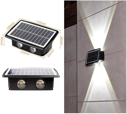 Solar outdoor wall light with 4 LED beads, ABS PC body, white warm yellow colour light options