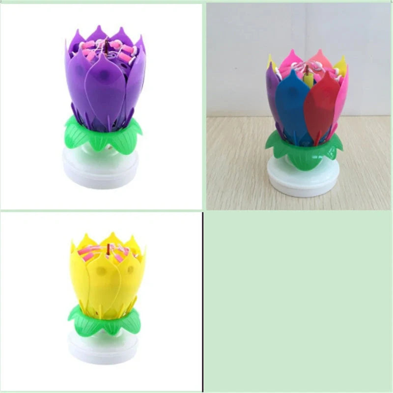Musical Lotus Candles in various colors with a unique lotus design and music feature