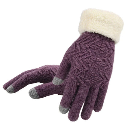 A pair of cozy, knitted winter gloves in a variety of fashionable colors, featuring a stylish Jacquard pattern and a soft, flexible fit.