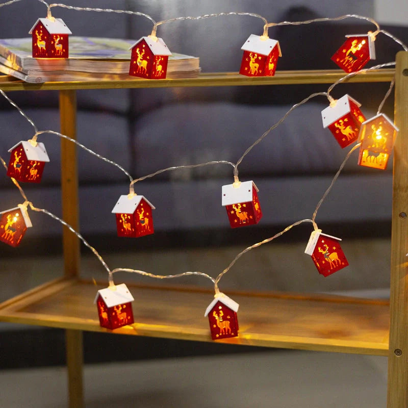 House-shaped LED string lights for Christmas and Halloween decorations in various designs