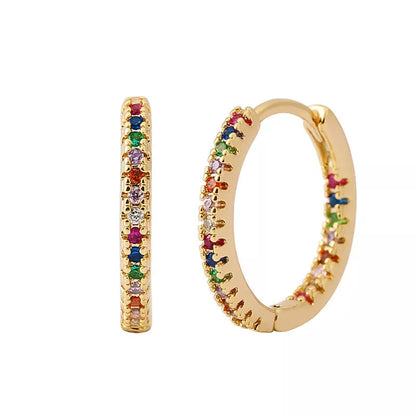 Circle Female Earrings Ear Clip Multicolor Zircon Elegant in various colors