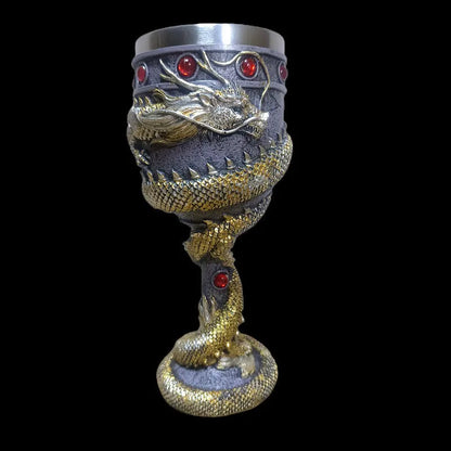 Chinese dragon 3D stereo stainless steel red wine glass with 200ml capacity in gold or red colour