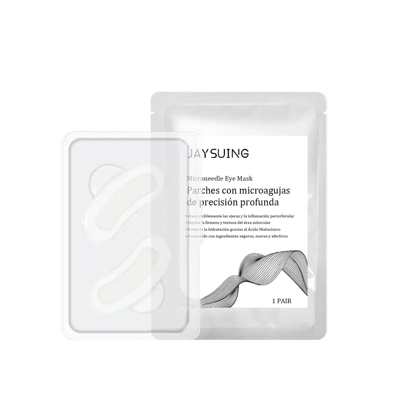 One pair of micro needle eye mask patches for under eye skin care treatment.