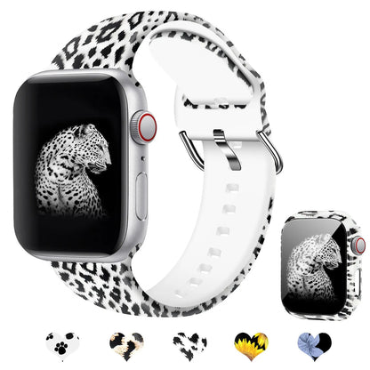 Printed silicone watch strap for Apple Watch 1-6 and SE models in multiple sizes