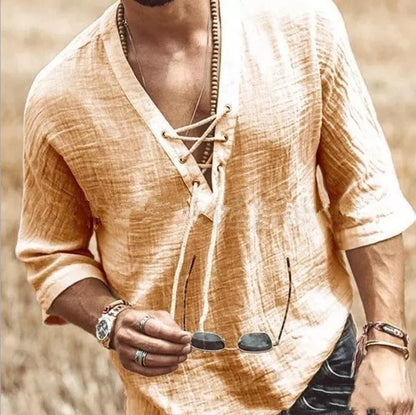 Lace Up Corn Mid Sleeved T-shirt in various colors