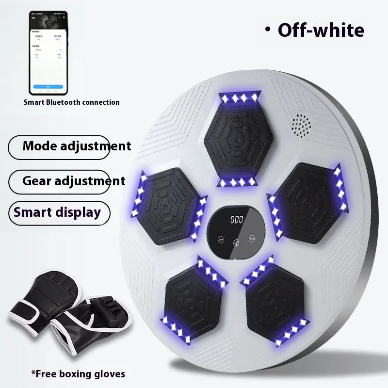 Smart music boxing machine hanging wall target set in black, grey, or orange with matching gloves