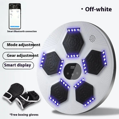 Smart music boxing machine hanging wall target set in black, grey, or orange with matching gloves