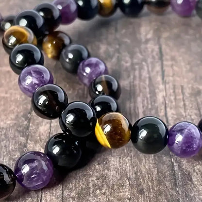 Tigereye Protection Bracelet with 18mm star-shaped natural stone beads for men and women