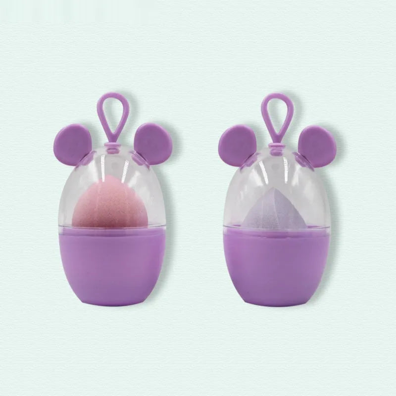 Non-latex dual-use makeup sponge in teardrop, beveled, and gourd shapes, available in ten colours