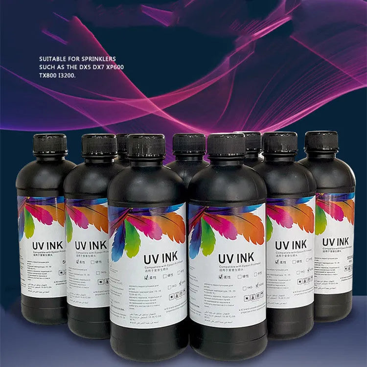 500ml bottle of Epson UV ink for XP600 and TX800 printers in eight colours