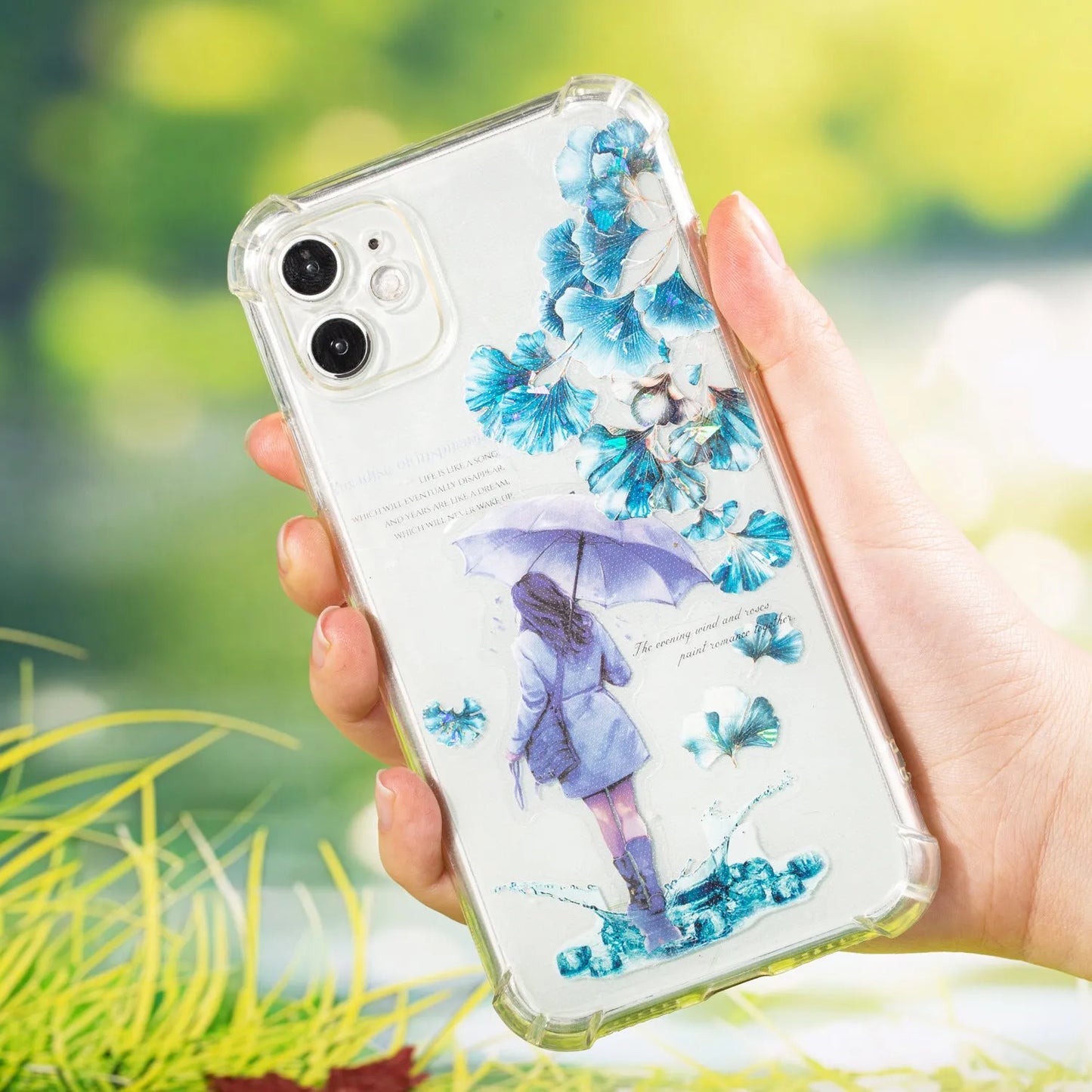 Deciduous Poetry Series DIY decorative stickers roll with 40mm width, 2m length, and PET material in nature colours