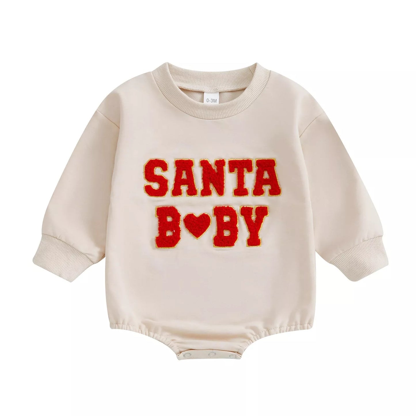 Christmas-themed cotton romper with letter embroidery for newborns and toddlers
